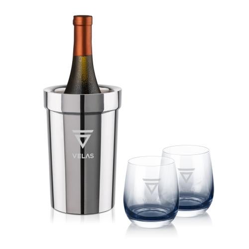 Corporate Gifts - Barware - Wine Glasses - Milano Wine Cooler & Soudan Smoke Stemless Wine