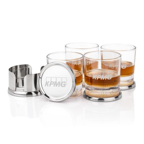 Corporate Gifts - Barware - Gift Sets - Baldoni Coasters & Baldwin On-the-Rocks Set