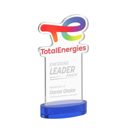 Awards and Trophies - Crystal Awards - EdgeCraft Rectangle on Alberton - Blue (via Air)