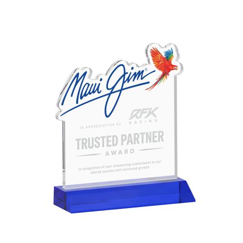 Awards and Trophies - Crystal Awards - EdgeCraft Square on Mitered - Blue (via Air)