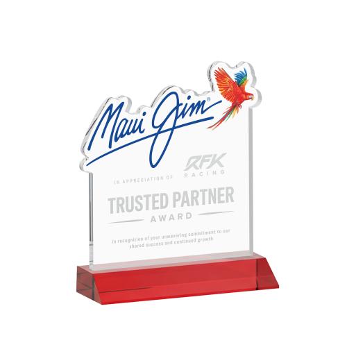 Awards and Trophies - Crystal Awards - EdgeCraft Square on Mitered - Red (via Air)