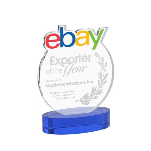 Awards and Trophies - Crystal Awards - EdgeCraft Round on Alberton - Blue (via Air)