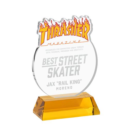 Awards and Trophies - Crystal Awards - EdgeCraft Round on Hartford - Amber (via Air)