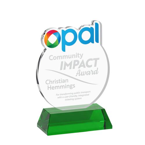 Awards and Trophies - Crystal Awards - EdgeCraft Round on Hartford - Green (via Air)