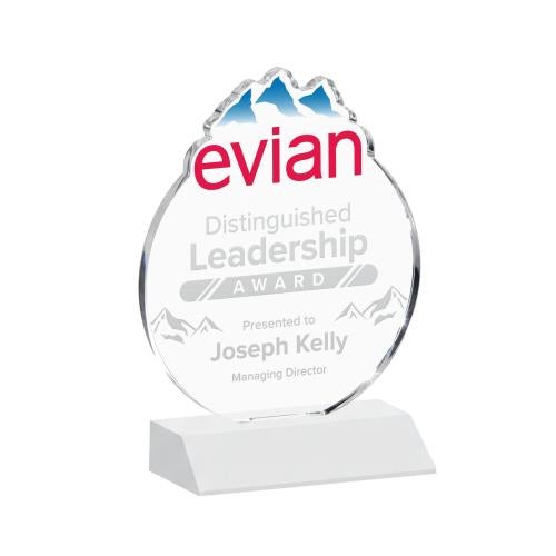 Awards and Trophies - Crystal Awards - EdgeCraft Round on Mitered - White (via Air)