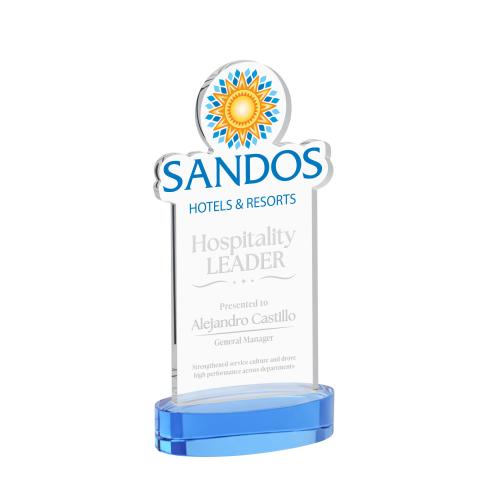 Awards and Trophies - Crystal Awards - EdgeCraft Rectangle on Alberton - Sky Blue (via Ocean)