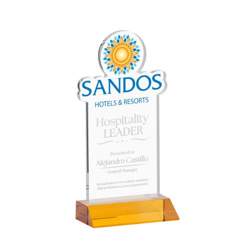 Awards and Trophies - Crystal Awards - EdgeCraft Rectangle on Mitered - Amber (via Ocean)