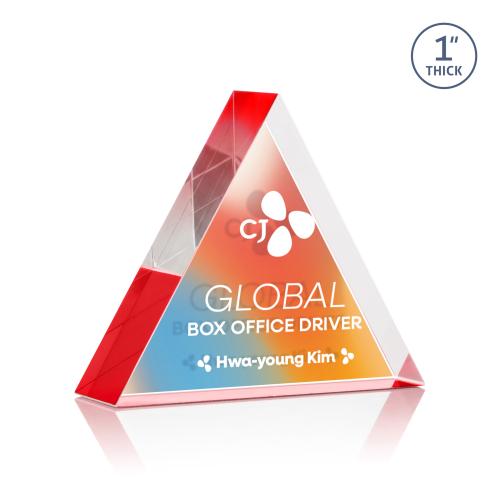 Awards and Trophies - Acrylic Awards - Spartan Triangle Full Color Double Sided Red Acrylic Award
