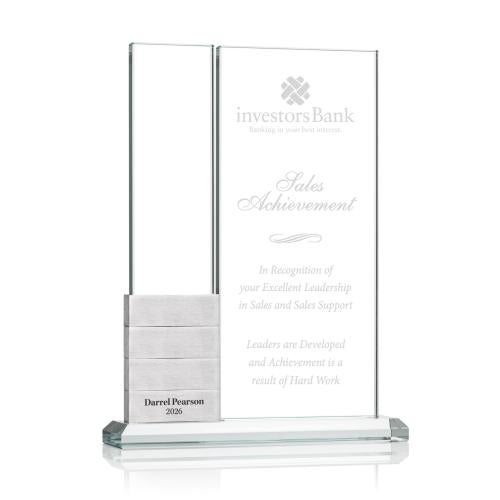 Awards and Trophies - Crystal Awards - Jovita Add-a-Block Silver Rectangle Crystal Award