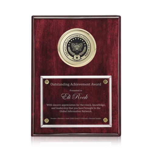 Awards and Trophies - Plaque Awards - Jansenn Plaque - Rosewood/Gold