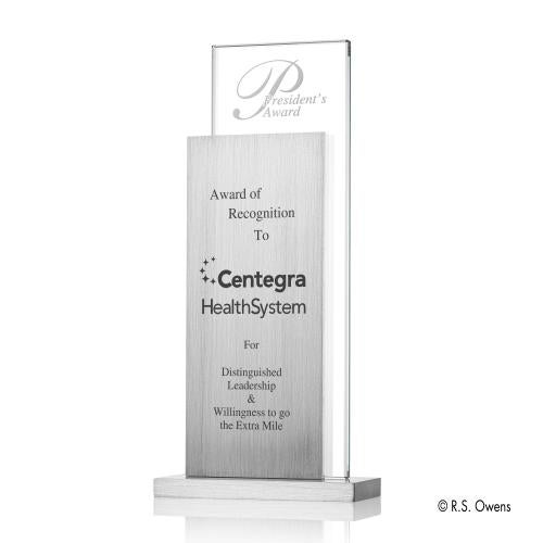 Awards and Trophies - Crystal Awards - Starfire Tower Rectangle Metal Award