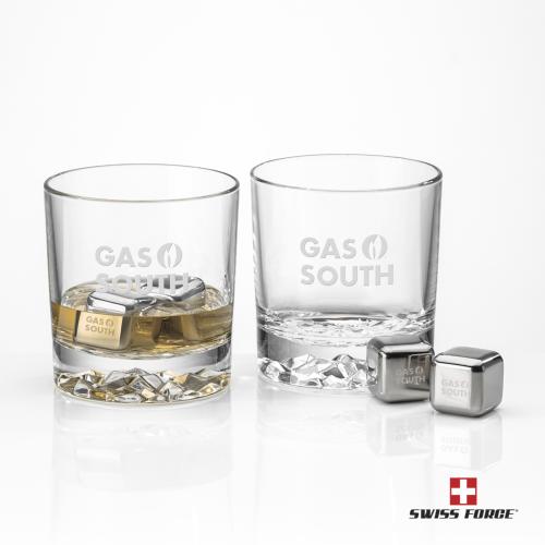 Corporate Gifts - Barware - Gift Sets - Swiss Force&reg; S/S Ice Cubes & 2 Cassidy OTR