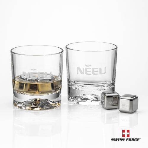Corporate Gifts - Barware - Gift Sets - Swiss Force&reg; S/S Ice Cubes & 2 Heathfield OTR