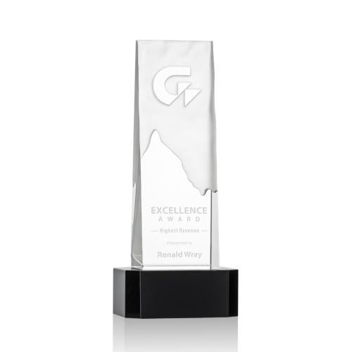 Awards and Trophies - Crystal Awards - Rushmore Black on Base Towers Crystal Award