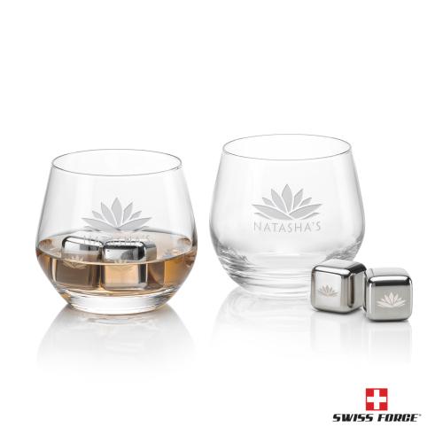 Corporate Gifts - Barware - Gift Sets - Swiss Force&reg; S/S Ice Cubes & 2 Bexley OTR
