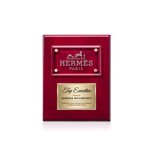 Awards and Trophies - Plaque Awards - Gossamer Plaque - Rosewood/Gold