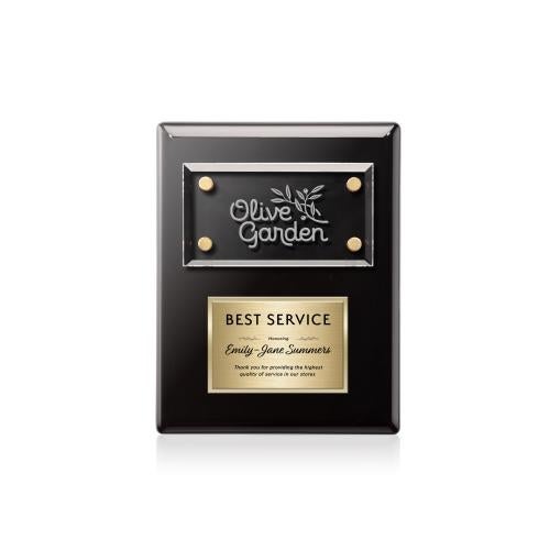 Awards and Trophies - Plaque Awards - Gossamer Plaque - Black/Gold