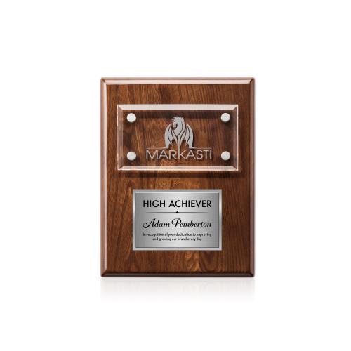 Awards and Trophies - Plaque Awards - Gossamer Plaque - Walnut/Silver