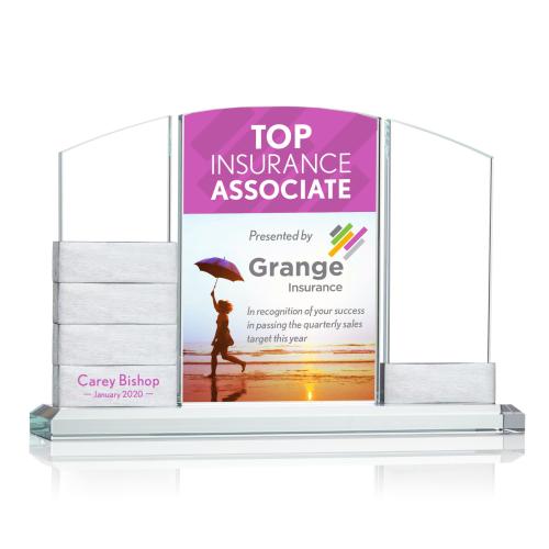 Awards and Trophies - Crystal Awards - Lavery Add-a-Block Full Color Silver Peaks Crystal Award