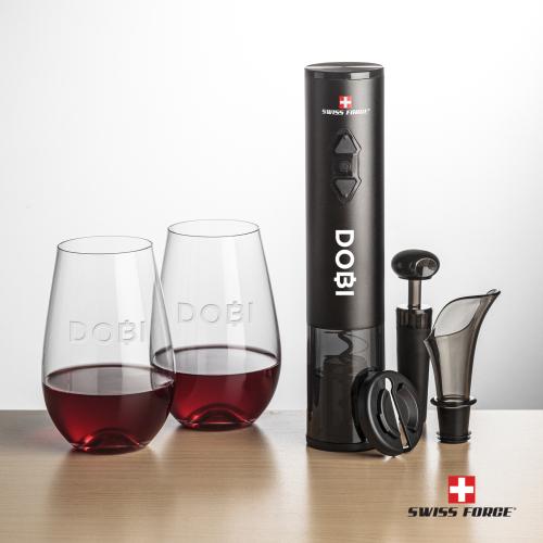 Corporate Gifts - Barware - Gift Sets - Swiss Force&reg; Opener Set & Boston Stemless Wine