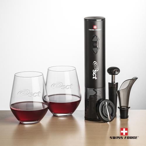 Corporate Gifts - Barware - Gift Sets - Swiss Force&reg; Opener Set & Reina Stemless Wine