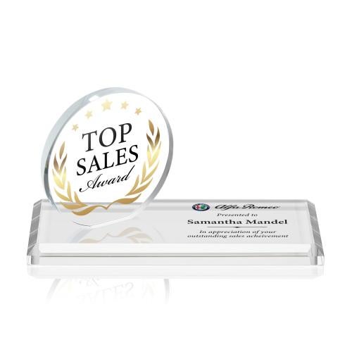 Awards and Trophies - Crystal Awards - Northam Full Color Wreath Circle Wood Award