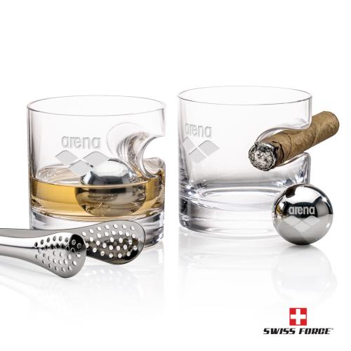 Corporate Gifts - Barware - Gift Sets - Swiss Force&reg; S/S Balls & 2 Havana OTR