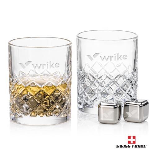 Corporate Gifts - Barware - Gift Sets - Swiss Force&reg; S/S Ice Cubes & 2 Longford OTR