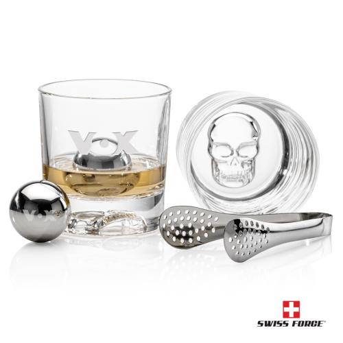 Corporate Gifts - Barware - Gift Sets - Swiss Force&reg; S/S Balls & 2 Delrina Skull OTR