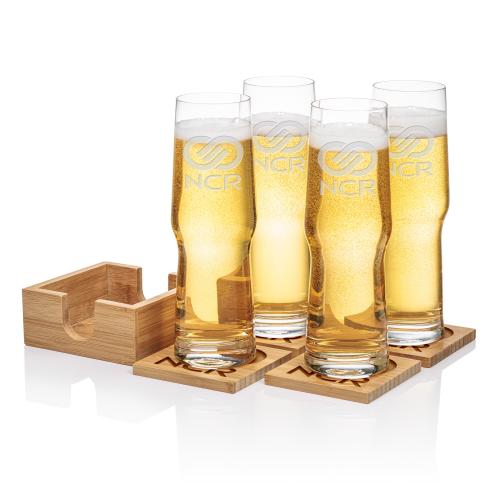 Corporate Gifts - Barware - Gift Sets -  Bamboo Coaster Gift Set - Stuttgart