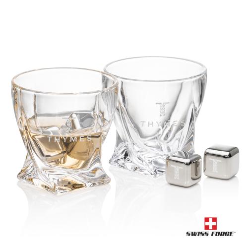 Corporate Gifts - Barware - Gift Sets - Swiss Force&reg; S/S Ice Cubes & 2 Seneca OTR