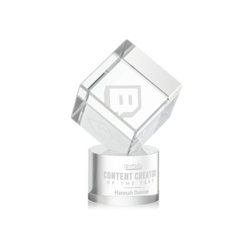 Awards and Trophies - Crystal Awards - Burrill Clear on Marvel Base Square / Cube Crystal Award