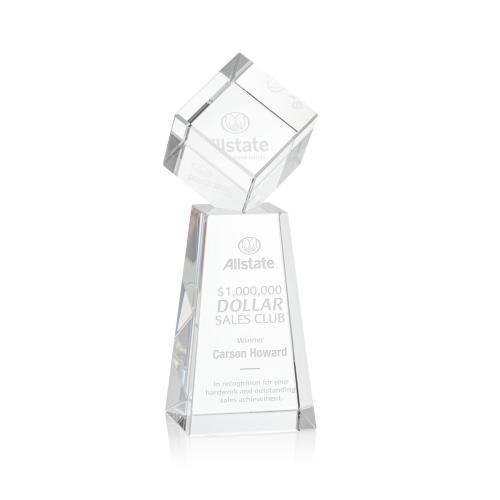 Awards and Trophies - Crystal Awards - Burrill Square / Cube on Novita Base Crystal Award