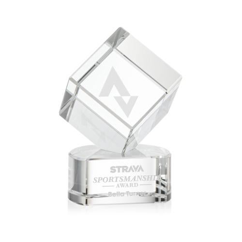 Awards and Trophies - Crystal Awards - Burrill Clear on Paragon Base Square / Cube Crystal Award