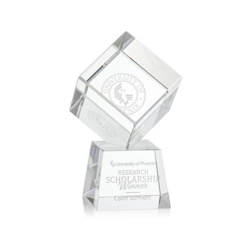 Awards and Trophies - Crystal Awards - Burrill Clear on Robson Base Square / Cube Crystal Award