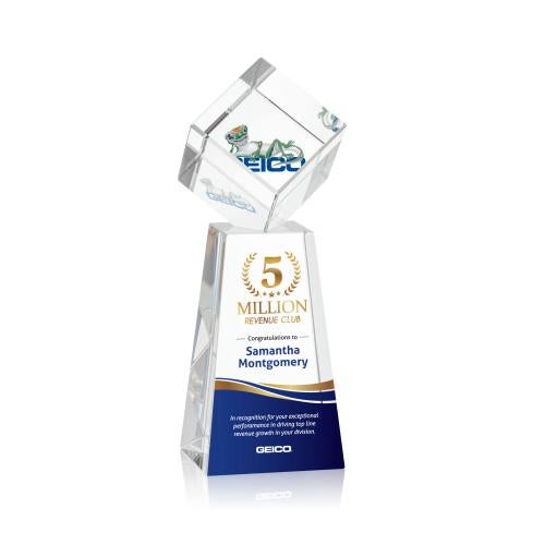 Awards and Trophies - Crystal Awards - Burrill Full Color Square / Cube on Novita Base Crystal Award