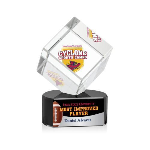 Awards and Trophies - Crystal Awards - Burrill Full Color Black on Paragon Base Square / Cube Crystal Award