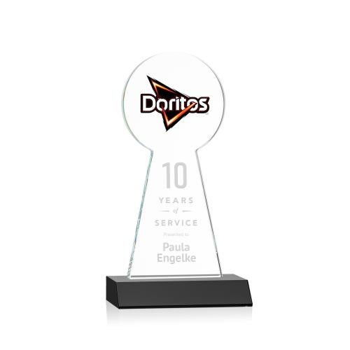 Awards and Trophies - Crystal Awards - Laidlaw Full Color/Etch Black Circle Crystal Award