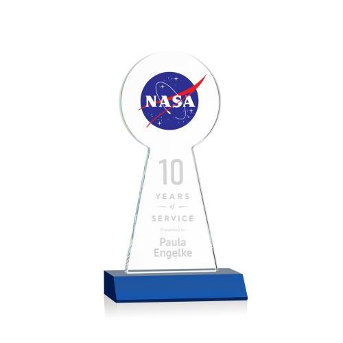 Awards and Trophies - Crystal Awards - Laidlaw Full Color/Etch Blue Circle Crystal Award