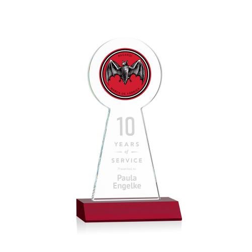 Awards and Trophies - Crystal Awards - Laidlaw Full Color/Etch Red Circle Crystal Award