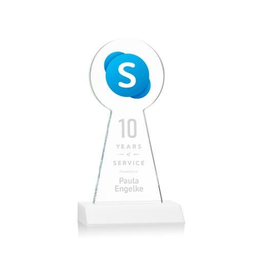 Awards and Trophies - Crystal Awards - Laidlaw Full Color/Etch White Circle Crystal Award