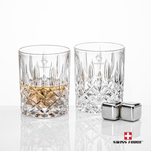 Corporate Gifts - Barware - Gift Sets - Swiss Force&reg; S/S Ice Cubes & 2 RIEDEL Spey OTR