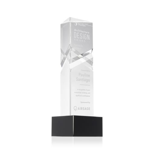 Awards and Trophies - Crystal Awards - Oakham Black on Hancock Base Towers Crystal Award