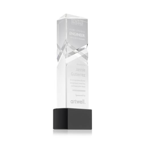 Awards and Trophies - Crystal Awards - Oakham Black on Paragon Base Towers Crystal Award