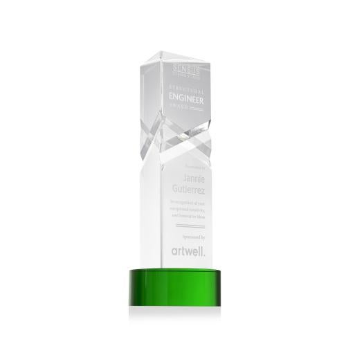 Awards and Trophies - Crystal Awards - Oakham Green on Stanrich Base Towers Crystal Award
