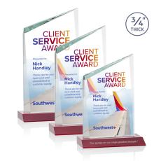 Scarsdale Full Color Red Peaks Crystal Award - Crystal Awards