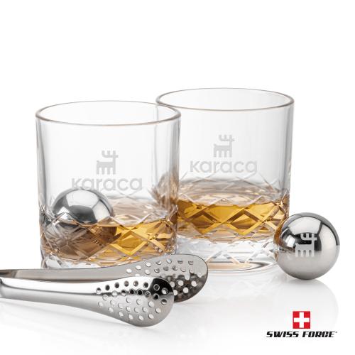 Corporate Gifts - Barware - Gift Sets - Swiss Force&reg; S/S Balls & 2 Durham OTR