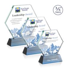 Pickering on Newhaven Full Color Sky Blue Polygon Crystal Award - Full Color Imprint