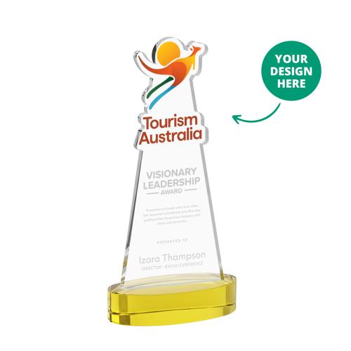 Awards and Trophies - Crystal Awards - EdgeCraft Tapered Gold (via Ocean) on Alberton Unique Crystal Award