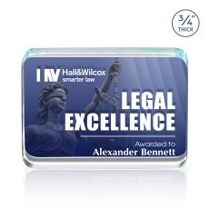Calverley Double Sided Full Color Rectangle Crystal Award - Desktop Awards